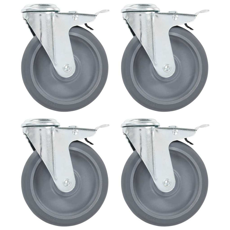 Vidaxl zwenkwielen met boutgaten en dubbele remmen 4 st 125 mm