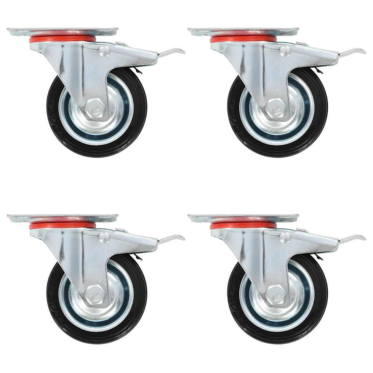 Vidaxl zwenkwielen met dubbele remmen 4 st 75 mm