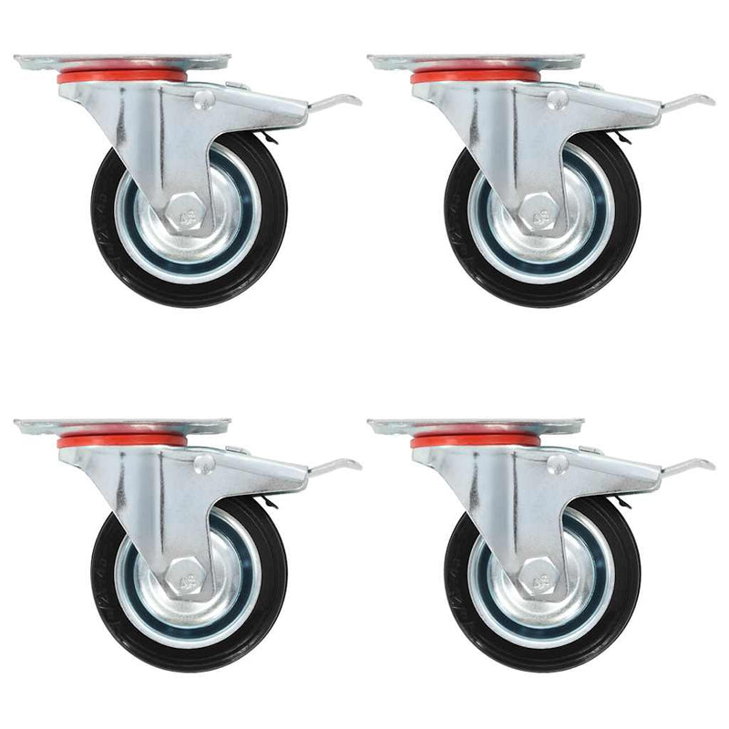 Vidaxl zwenkwielen met dubbele remmen 4 st 75 mm