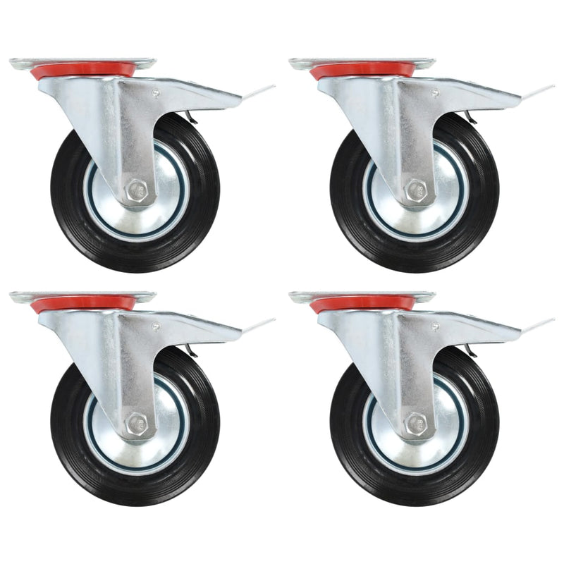 Vidaxl zwenkwielen met dubbele remmen 4 st 160 mm