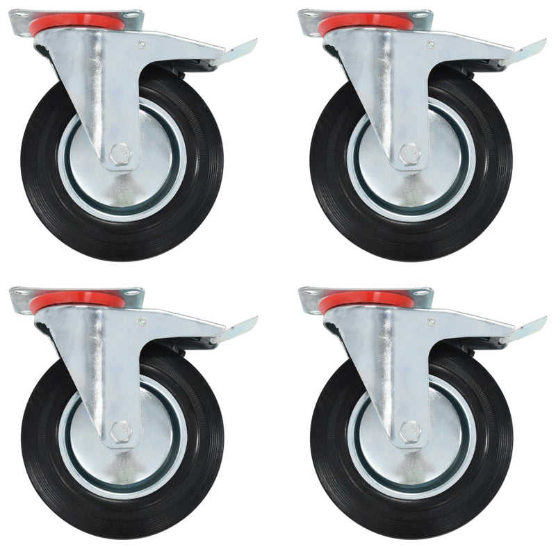 Vidaxl zwenkwielen met dubbele remmen 4 st 200 mm