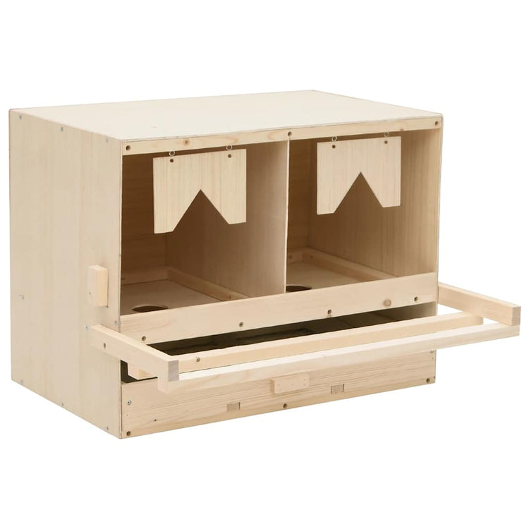 Vidaxl kippenlegkast 2 compartimenten 63x40x45 cm massief grenenhout
