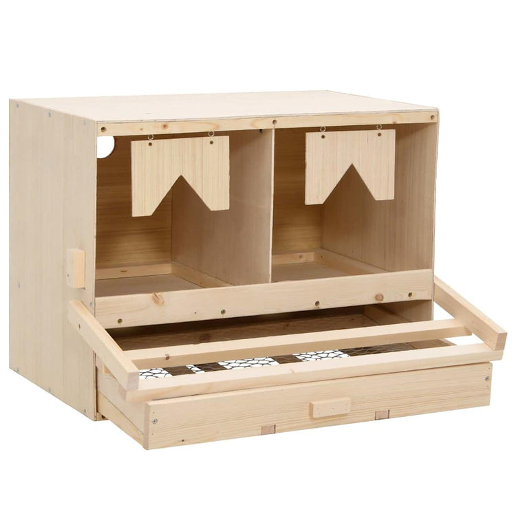 Vidaxl kippenlegkast 2 compartimenten 63x40x45 cm massief grenenhout