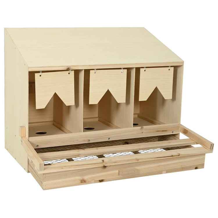 Vidaxl kippenlegkast 3 compartimenten 93x40x65 cm massief grenenhout