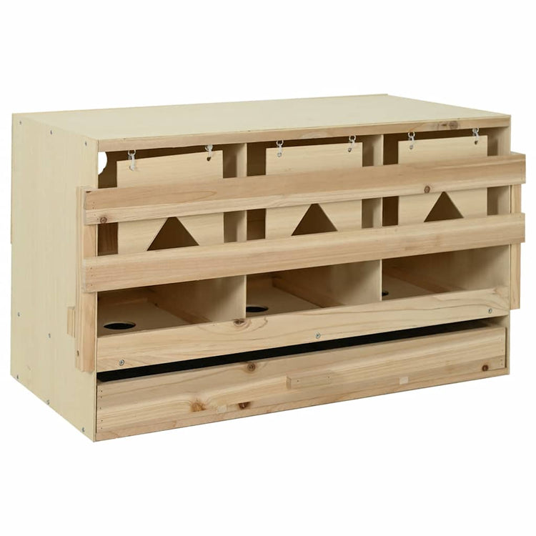 Vidaxl kippenlegkast 3 compartimenten 96x40x45 cm massief grenenhout