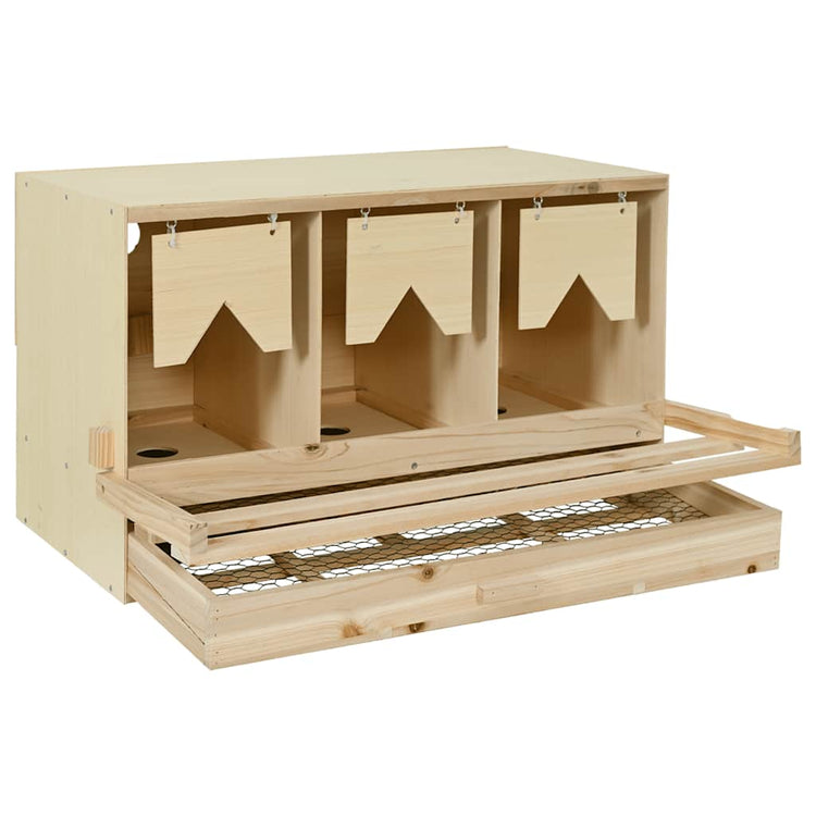Vidaxl kippenlegkast 3 compartimenten 96x40x45 cm massief grenenhout