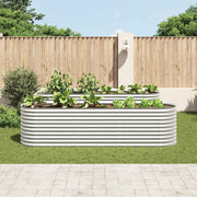 Vidaxl plantenbak verhoogd 320x80x81 cm gegalvaniseerd staal zilver - afbeelding 3