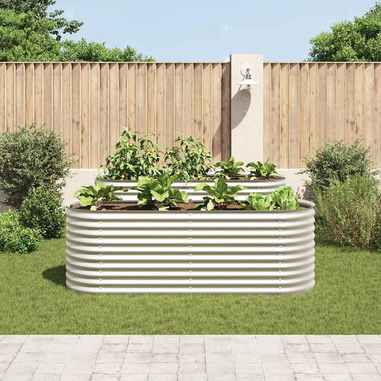 Vidaxl plantenbak verhoogd 240x80x81 cm gegalvaniseerd staal zilver