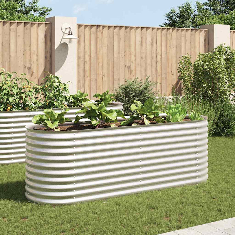 Vidaxl plantenbak verhoogd 240x80x81 cm gegalvaniseerd staal zilver