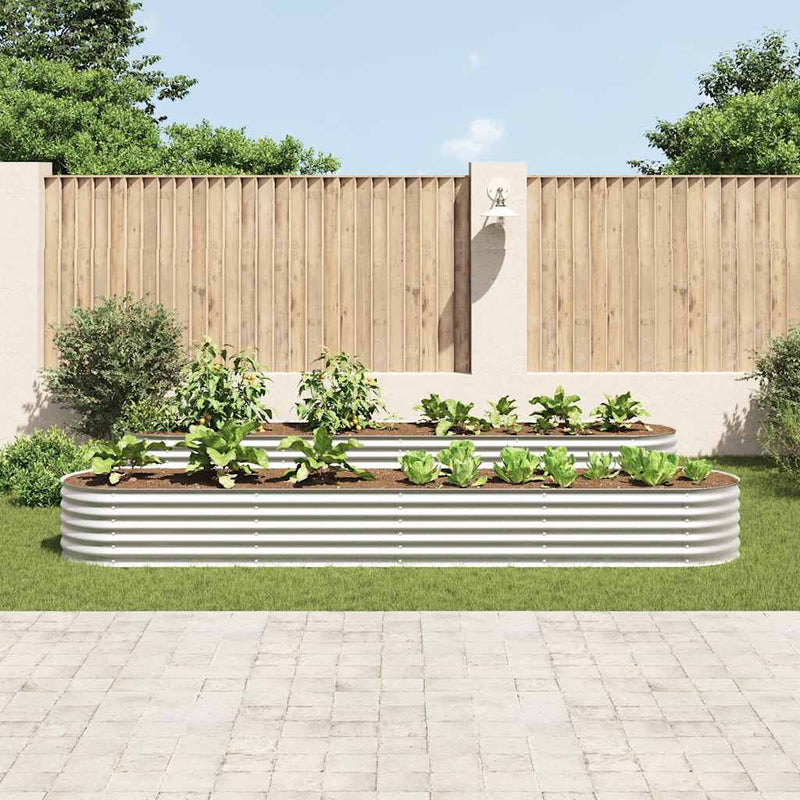 Vidaxl plantenbak verhoogd 400x80x44 cm gegalvaniseerd staal zilver