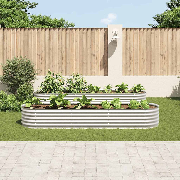 Vidaxl plantenbak verhoogd 320x80x44 cm gegalvaniseerd staal zilver