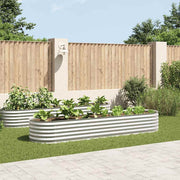 Vidaxl plantenbak verhoogd 320x80x44 cm gegalvaniseerd staal zilver - afbeelding 1