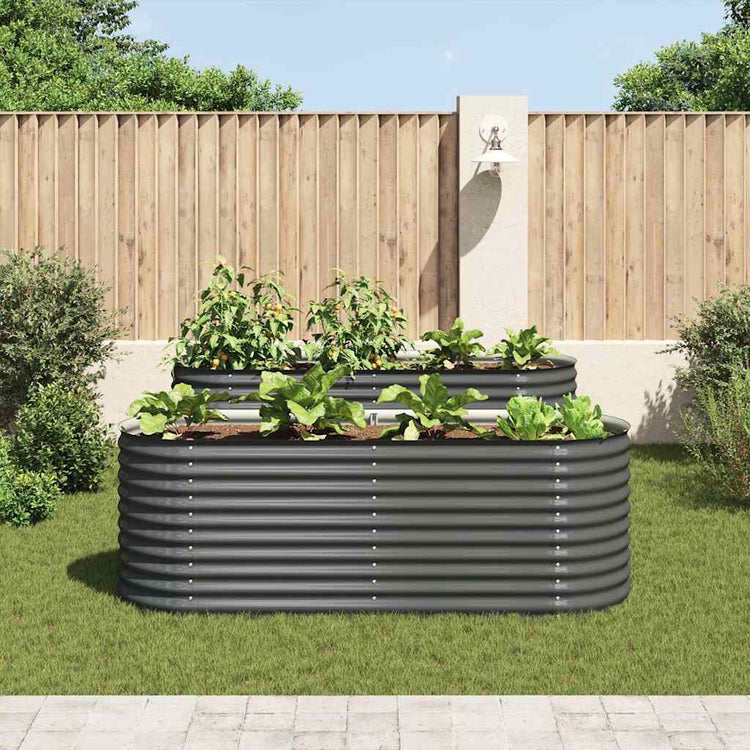 Vidaxl plantenbak verhoogd 240x80x81 cm gegalvaniseerd staal grijs