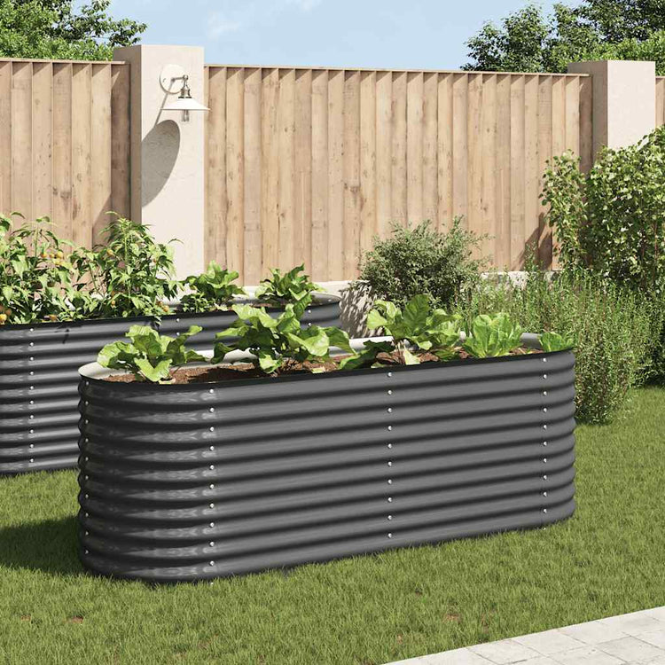 Vidaxl plantenbak verhoogd 240x80x81 cm gegalvaniseerd staal grijs