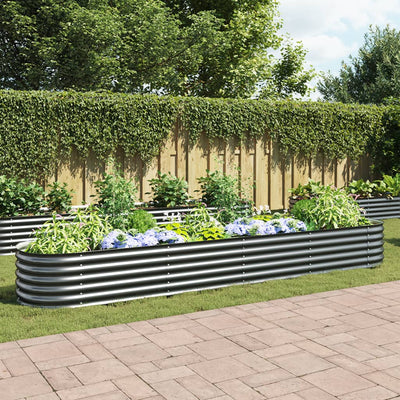 Vidaxl plantenbak verhoogd 400x80x44 cm gegalvaniseerd staal grijs