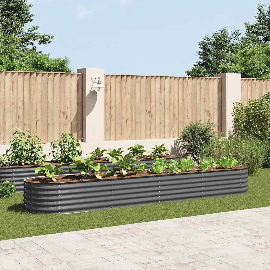 Vidaxl plantenbak verhoogd 400x80x44 cm gegalvaniseerd staal grijs