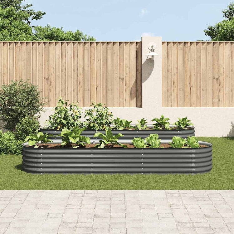 Vidaxl plantenbak verhoogd 320x80x44 cm gegalvaniseerd staal grijs