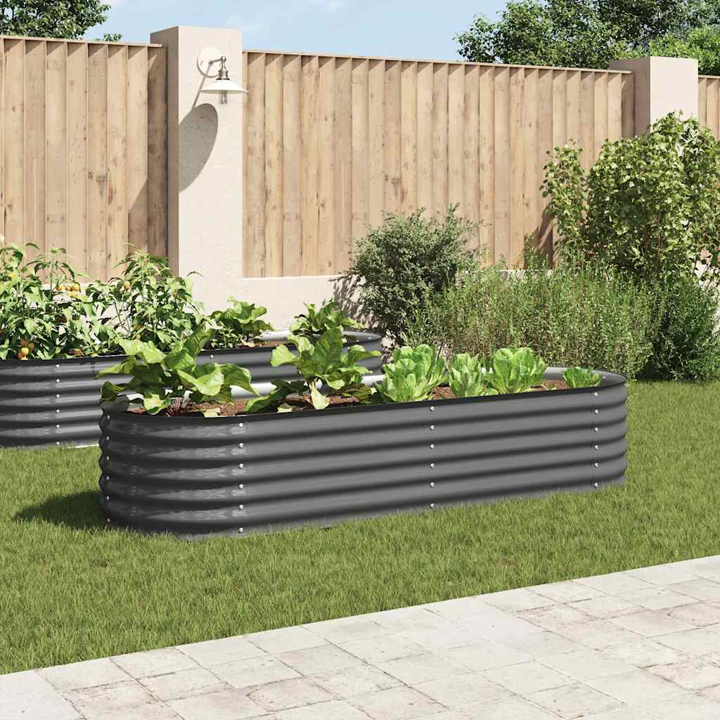Vidaxl plantenbak verhoogd 240x80x44 cm gegalvaniseerd staal grijs