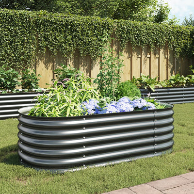Vidaxl plantenbak verhoogd 160x80x44 cm gegalvaniseerd staal grijs