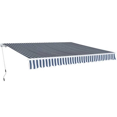 Vidaxl luifel handmatig uittrekbaar 400 cm blauw wit