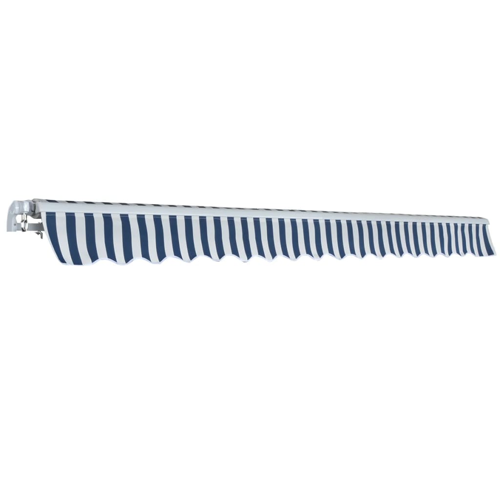 Vidaxl luifel handmatig uittrekbaar 400 cm blauw wit