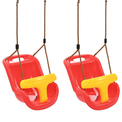 VidaXL Babyschommels 2 st met veiligheidsgordel PP rood