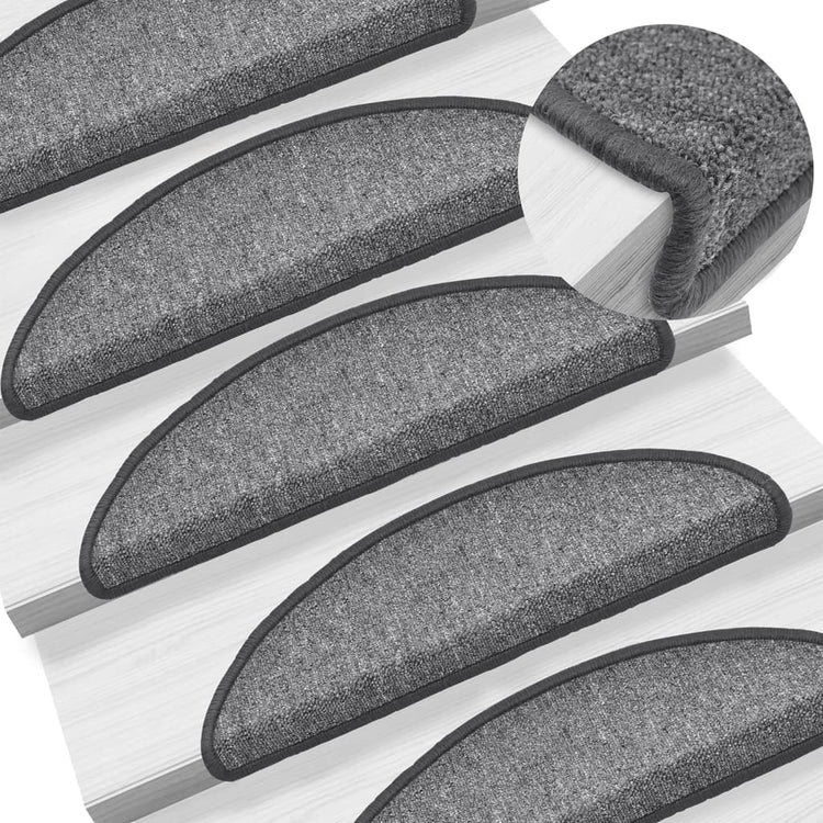Vidaxl trapmatten 15 st 56x17x3 cm donkergrijs halfrond