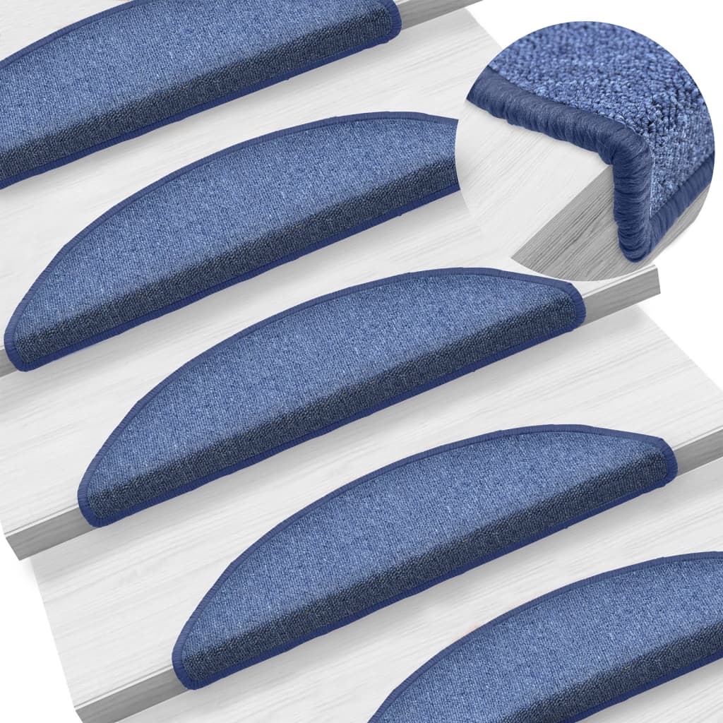 Vidaxl trapmatten 15 st 56x17x3 cm blauw halfrond