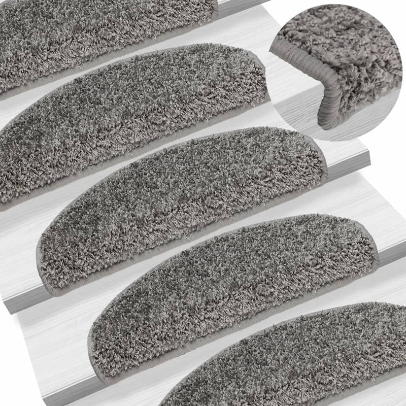 Vidaxl trapmatten 15 st 65x21x4 cm grijs halfrond groot