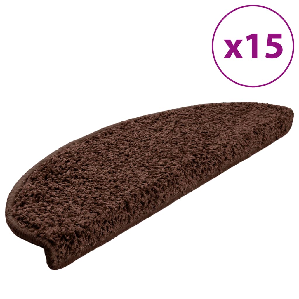 Vidaxl trapmatten 15 st 65x21x4 cm bruin halfrond groot