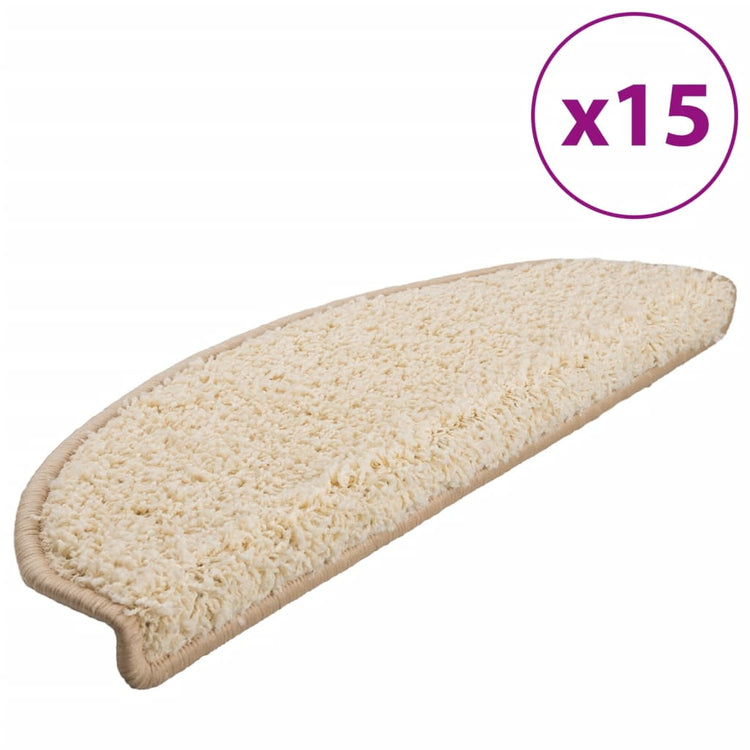 Vidaxl trapmatten 15 st 65x21x4 cm crème halfrond groot