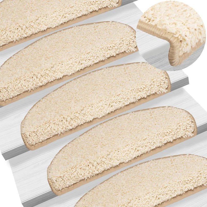Vidaxl trapmatten 15 st 65x21x4 cm crème halfrond groot