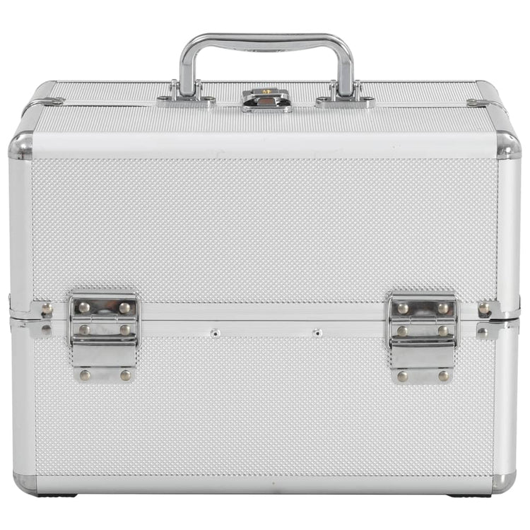 Vidaxl make-up koffer 22x30x21 cm aluminium zilverkleurig