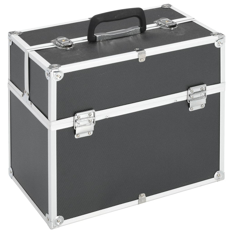 Vidaxl make-up koffer 38x23x34 cm aluminium zwart