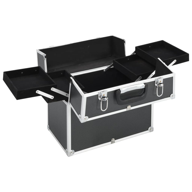Vidaxl make-up koffer 38x23x34 cm aluminium zwart