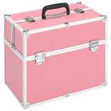 Vidaxl make-up koffer 38x23x34 cm aluminium roze - afbeelding 1