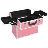 Vidaxl make-up koffer 38x23x34 cm aluminium roze - afbeelding 2