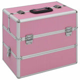 Vidaxl make-up koffer 37x24x35 cm aluminium roze - afbeelding 1
