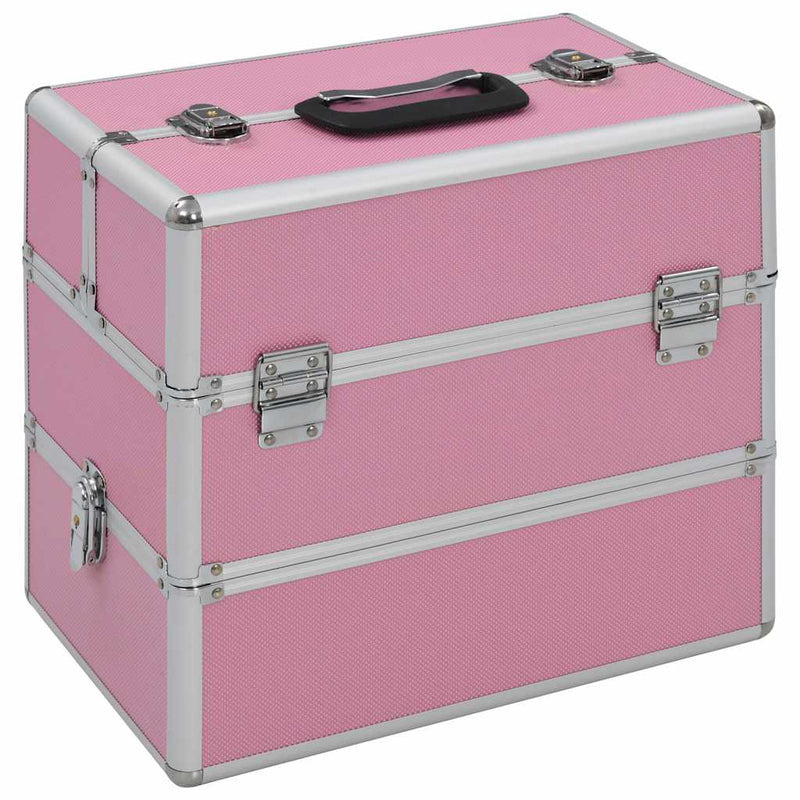 Vidaxl make-up koffer 37x24x35 cm aluminium roze