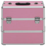 Vidaxl make-up koffer 37x24x35 cm aluminium roze - afbeelding 2