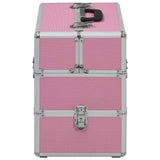 Vidaxl make-up koffer 37x24x35 cm aluminium roze - afbeelding 3
