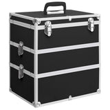 Vidaxl make-up koffer 37x24x40 cm aluminium zwart - afbeelding 1