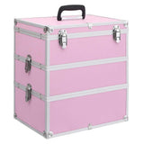 Vidaxl make-up koffer 37x24x40 cm aluminium roze - afbeelding 1