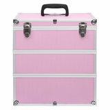 Vidaxl make-up koffer 37x24x40 cm aluminium roze - afbeelding 2