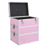Vidaxl make-up koffer 37x24x40 cm aluminium roze - afbeelding 3