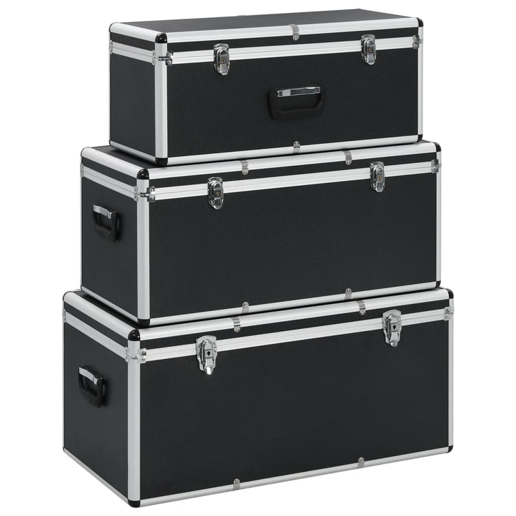 Vidaxl opbergkoffers 3 st aluminium zwart