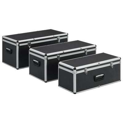 Vidaxl opbergkoffers 3 st aluminium zwart
