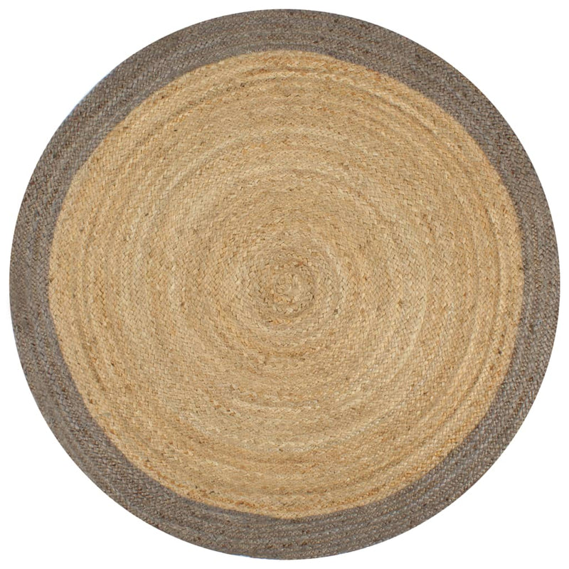 Vidaxl vloerkleed handgemaakt met grijze rand 120 cm jute