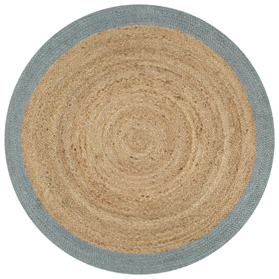 Vidaxl vloerkleed handgemaakt met olijfgroene rand 90 cm jute