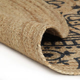 Vidaxl vloerkleed handgemaakt met donkerblauwe print 120 cm jute - afbeelding 2